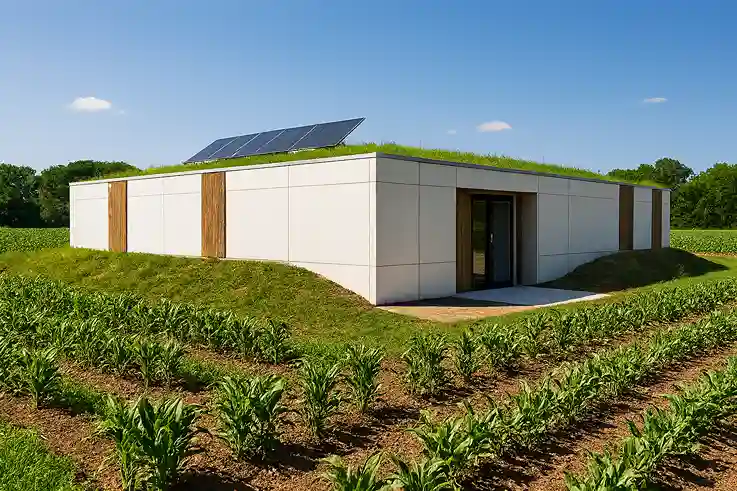 Semi-underground climate-resilient facility