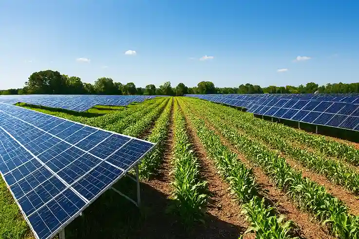Solar panels powering farm operations